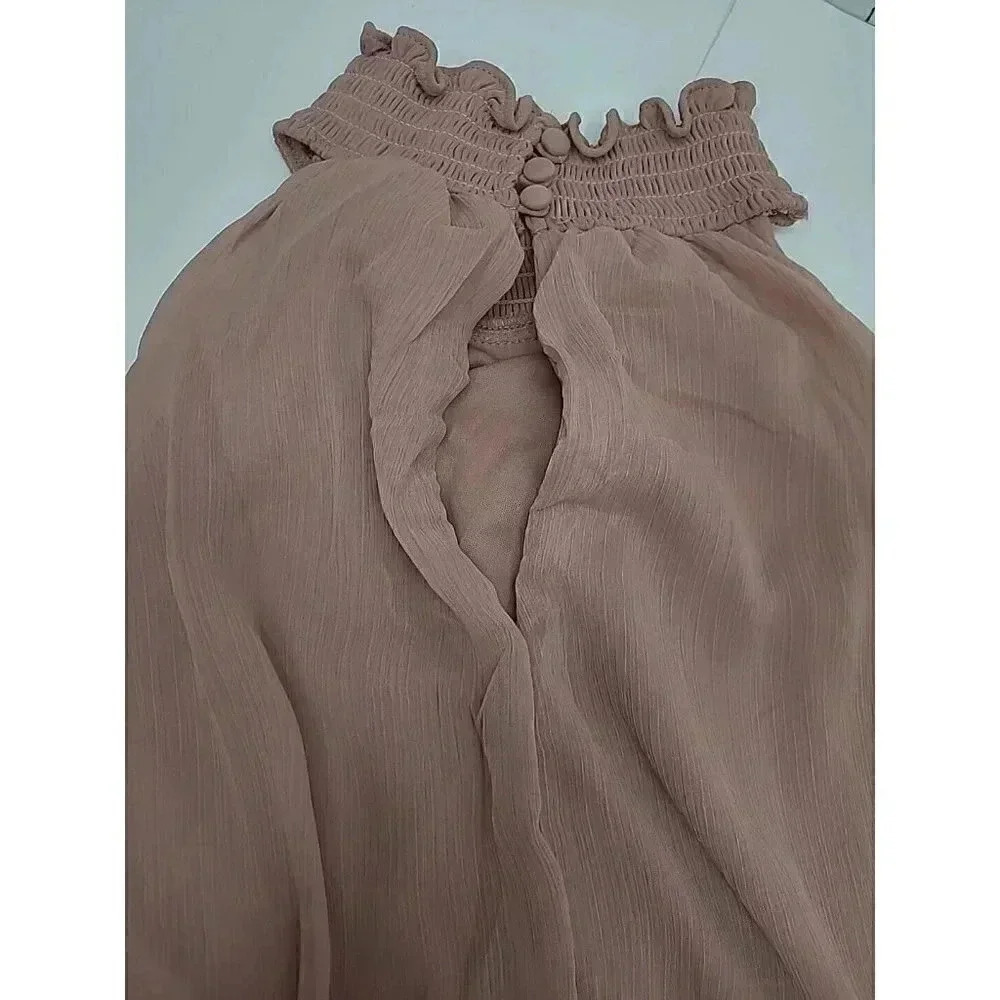 Taylor Dress Women's Size 12 Mauve Tired Maxi Formal Dress Mock Halter - Picture 7 of 9